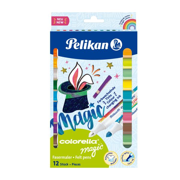 Pelikan 818056 Penne Colorella® Magic Con Punta In Fibra - 1-3 Mm, Set Di 10 Con Cambio Colore + 2 Pennarelli Magici, Scatola Pieghevole-image