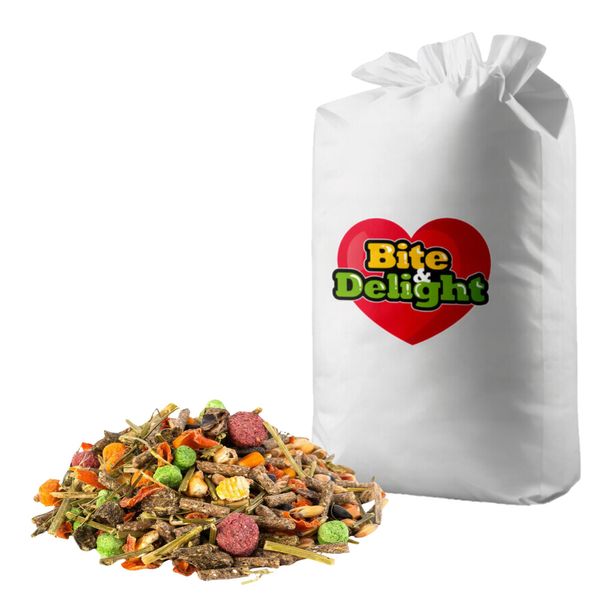 Mangime Per Conigli Bite&Delight 25 Kg - Miscela Di Alimenti Naturali E Ricchi Di Cereali Con Verdure - Nutrizione Per Conigli Nani E Domestici-image
