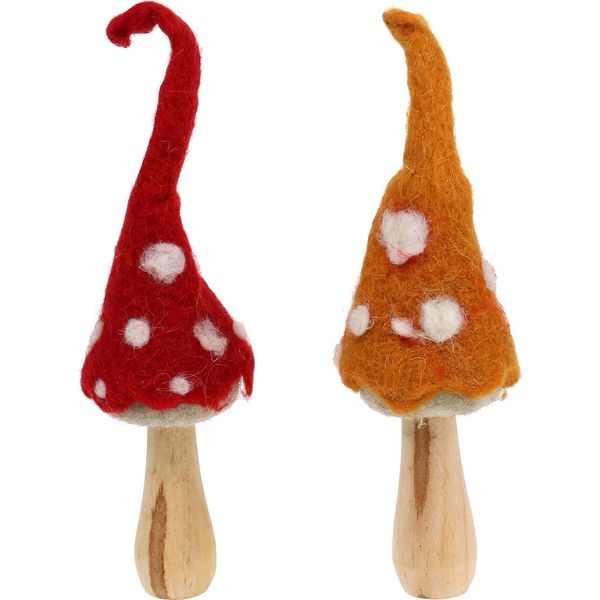 Funghi Da Posizionare Decorazione Autunnale Set Di 2 - Funghi Decorativi In Feltro Decorazione Sgabello Per Una Casa Accogliente-image