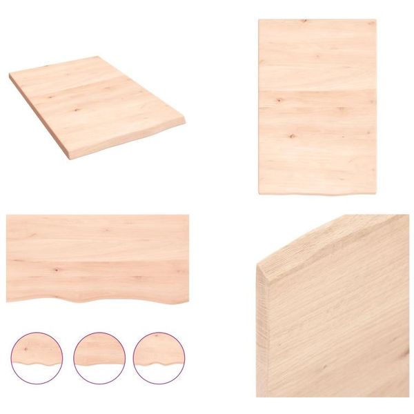 Vidaxl Mensola A Muro 40X60X2 Cm In Legno Massiccio Di Quercia Non Trattato - Mensola A Muro - Mensola Portaoggetti - Mensola Galleggiante-image