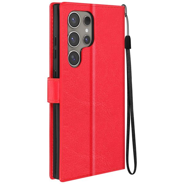 Mayaxess, Samsung Galaxy S24 Ultra Wallet Case Funzione Stand Con Cinturino, Rosso-image
