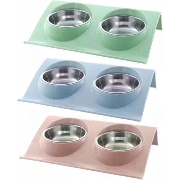 Pronett XJ4240 Ciotola Doppia Per Cani E Gatti, 2X350Ml, Colore-image
