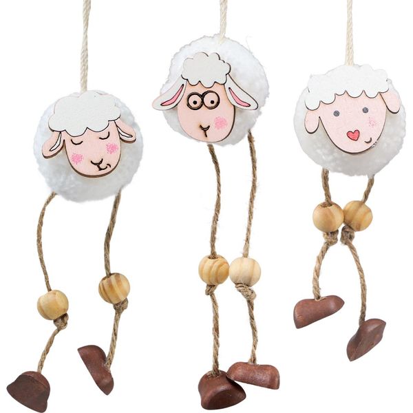 Decorazione Pasquale Primaverile Pendente A Forma Di Pecorella Set 12 Pezzi - Perfetto Per Bouquet, Composizioni Floreali E Ghirlande-image