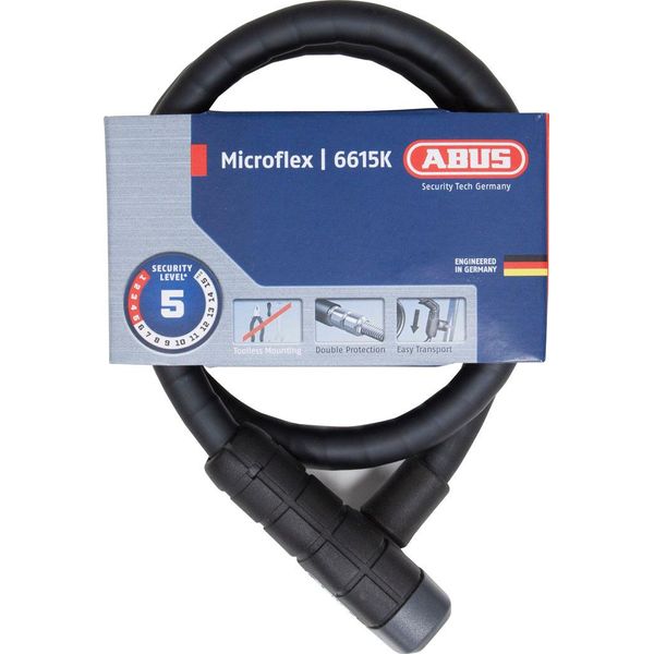Blocca Cavo Corazzato Abus Steel-O-Flex Microflex 6615K - Con Supporto Scmu - Blocca Cavo In Acciaio Con Armatura In Manicotti D'acciaio - Livello Di Sicurezza Abus 5 - 85 Cm-image