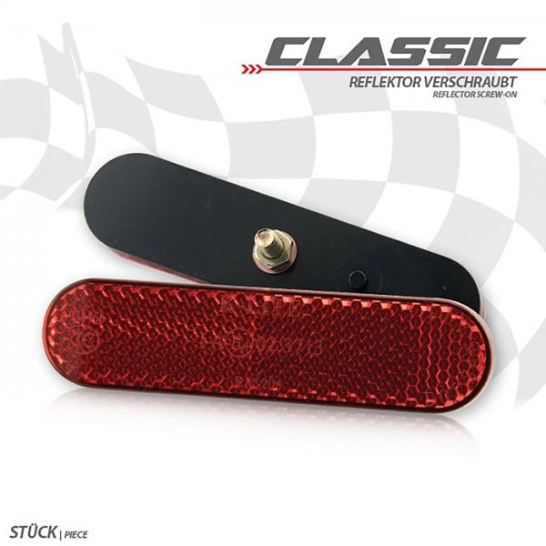 Riflettore Classic Rosso 24 Mm X 96 Mm Con Bullone Filettato M5 Arrotondato-image