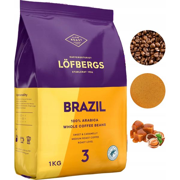 Lofbergs Brasile Arabica In Grani Per Macchina Da Caffè Espresso 1Kg-image