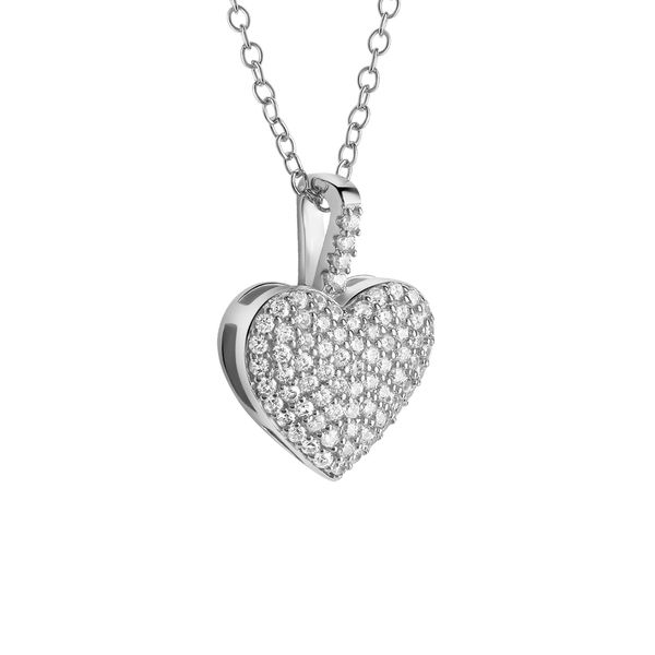 Kette Mit AnhäNger Vivance "925-Sterling Silber Rhodiniert Zirkonia", Weiß, Halsketten, Damen, 42+3Cm, Silber 925 (Sterlingsilber), L: 45 B: 11,5Mm, GläNzend, B:11,5Mm-image