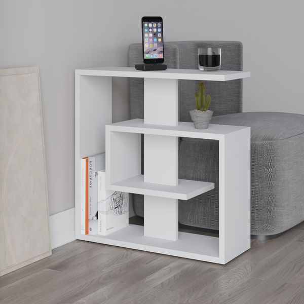 Decortie Saly Comodino Moderno, Bianco-Bianco, 40 X 20 X 86 Cm-image