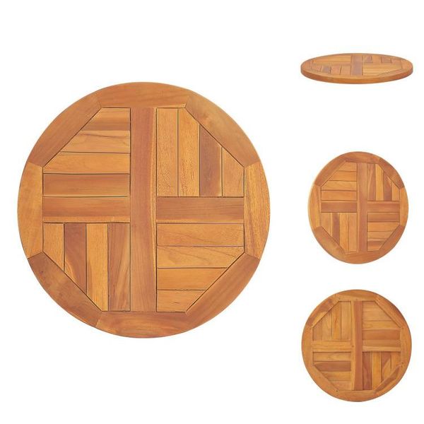 Vidaxl Piano Da Tavolo In Legno Massiccio Teak Rotondo 2,5 Cm 50 Cm - Piani Da Tavolo-image