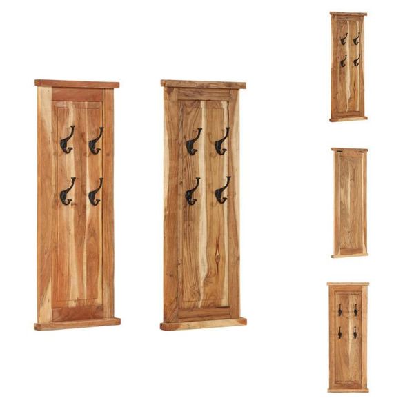 Vidaxl Appendiabiti 2 Pz. Legno Massiccio Di Acacia 38X100 Cm - Appendiabiti E Appendiabiti-image