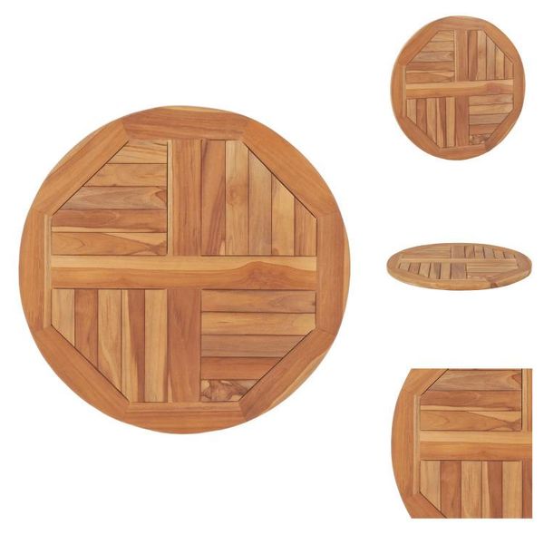 Vidaxl Piano Da Tavolo In Legno Massiccio Teak Rotondo 2,5 Cm 60 Cm - Piani Da Tavolo-image
