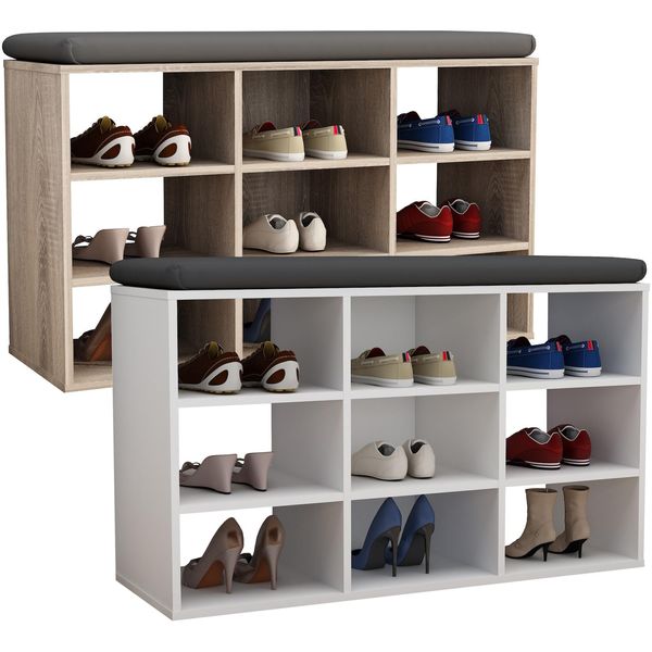 Vcm Holz Schuhregal MaßE Ca. H. 50 X B. 80 X T. 30 Cm Schuhkommode Mit 9 FäCher Schuhschrank - Hinsol XS-image