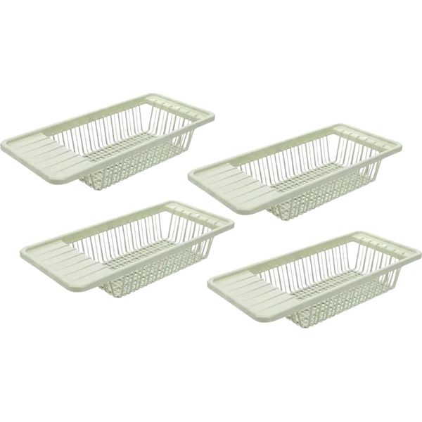Set Di 4 Scolapasta Per Lavello In Plastica - Scolapasta Da Cucina - 4 Pezzi Scolapasta Per Lavello - Scolapasta A Griglia - Cestello Scolapasta In Colore Verde Chiaro-image