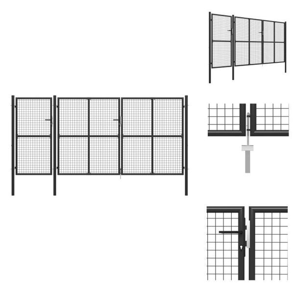 Vidaxl Cancello Da Giardino In Acciaio 400 X 150 Cm Antracite - Cancelli Da Giardino-image