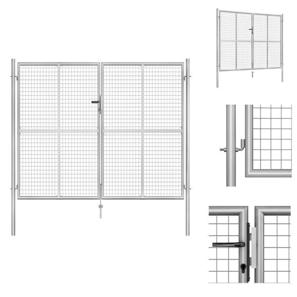 Vidaxl Cancello Da Giardino In Acciaio Zincato 306 X 250 Cm Argento - Cancelli Da Giardino-image