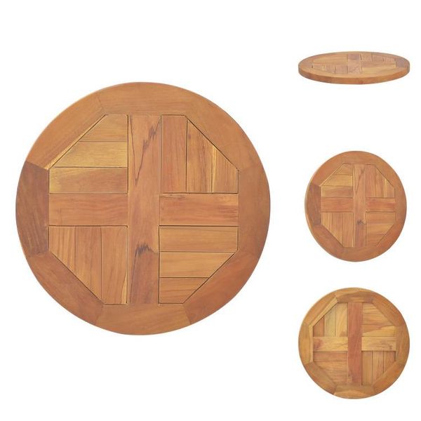 Vidaxl Piano Da Tavolo In Legno Massiccio Teak Rotondo 2,5 Cm 40 Cm - Piani Da Tavolo-image