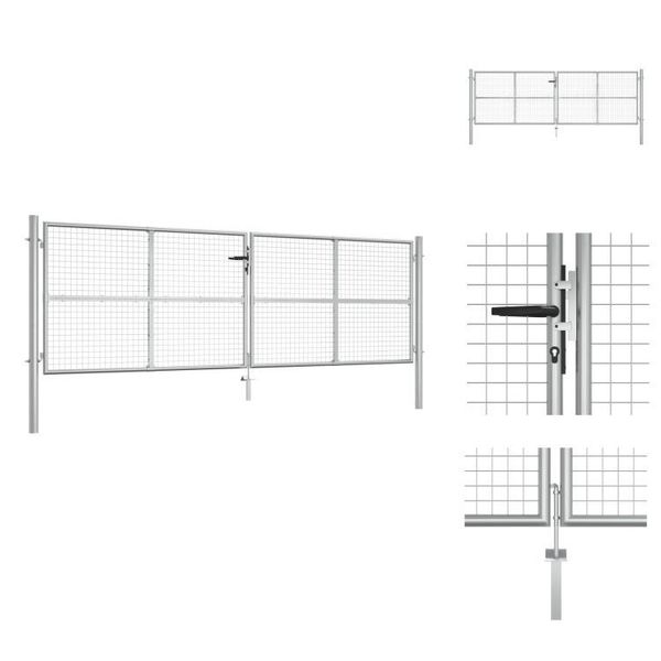Vidaxl Cancello Da Giardino In Acciaio Zincato 415 X 175 Cm Argento - Cancelli Da Giardino-image