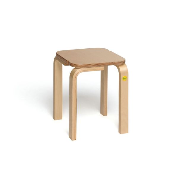 Sgabello Erzi 35 In Legno Sagomato, Robusto Sgabello Per Bambini, Impilabile, In Multistrato Di Betulla Verniciato, Dimensioni 27 X 27 X 35 Cm-image