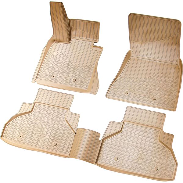 Tappetini In Gomma Per Bmw X6 F16 F86 | Bj 2014 - 2019 | Beige Su Misura Con Bordo-image