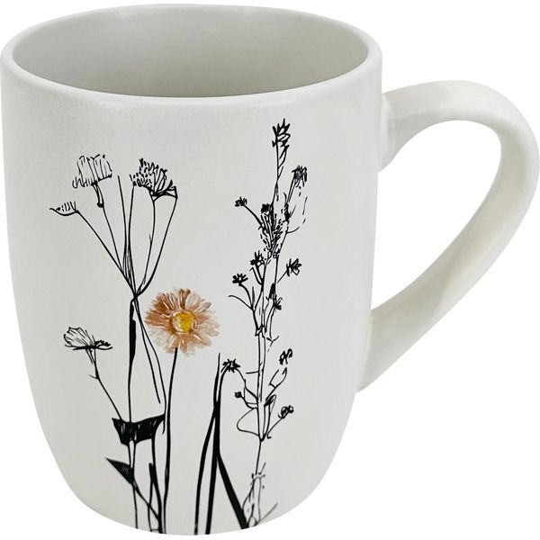 Tazza In Ceramica Crema Colore Giardino 350Ml, Crema/Nero-image