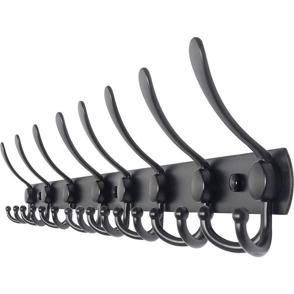 Toj Living Armadio A Muro - 75CM - 24 Ganci - Ganci Per Armadio - Ganci Per Armadio - Ganci Per Armadio A Muro - Armadio A Muro Schwarz - Garderobenstange A Muro - Ganci Per Armadio A Muro - Edelstahl - Schwarz-image