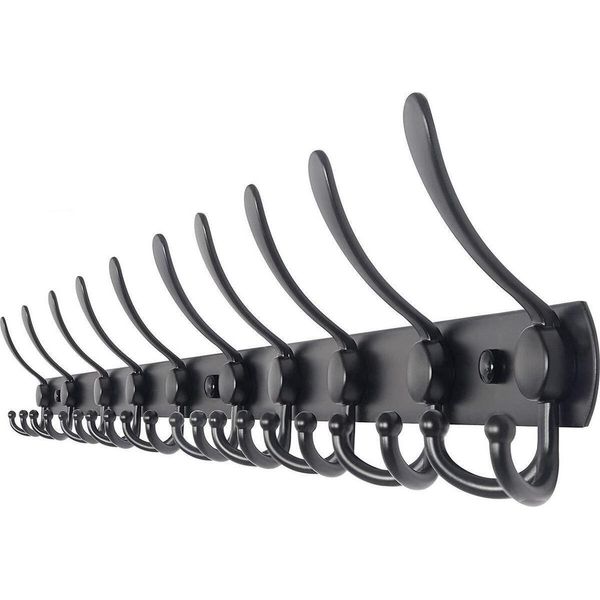 Toj Living Armadio A Muro - 95CM - 30 Ganci - Ganci Per Armadio - Ganci Per Armadio - Ganci Per Armadio A Muro - Armadio A Muro Schwarz - Garderobenstange A Muro - Ganci Per Armadio A Muro - Edelstahl - Schwarz-image
