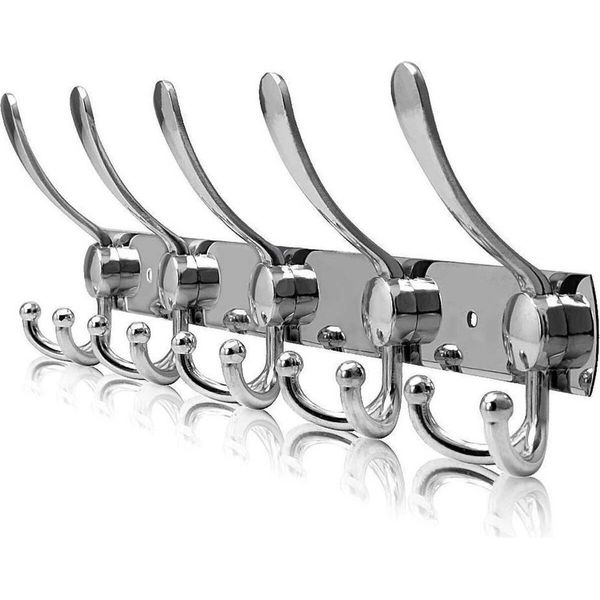 Toj Living Appendiabiti Da Parete - 45CM - 15 Ganci - Ganci Per Guardaroba - Ganci Per Guardaroba Da Parete - Armadio - Appendiabiti Da Parete - Appendiabiti Da Parete - Ganci Da Parete Per Guardaroba - Edelstahl - Cromo-image