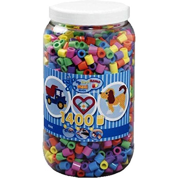 Dan Import Hama® Ironing Beads Maxi - Pastel Mix 1400 Perline (6 Colori) In Barattolo.-image