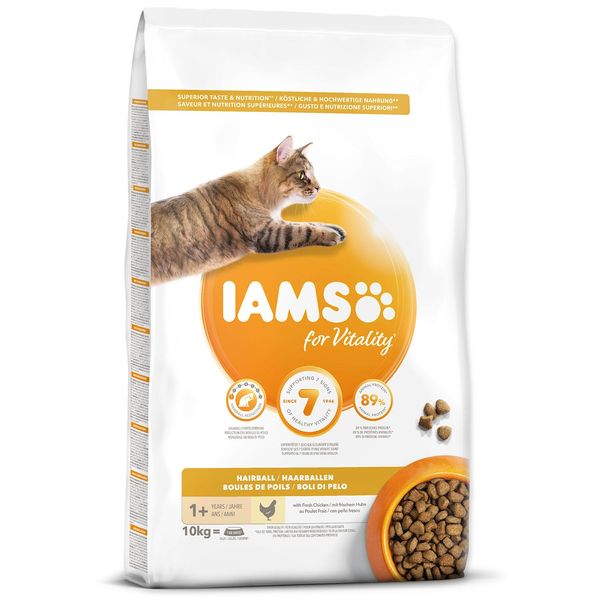 Iams Anti-Hairball Cat Food Dry Con Pollo - Cibo Secco Per Gatti Da 1 Anno In Su, 10 Kg-image