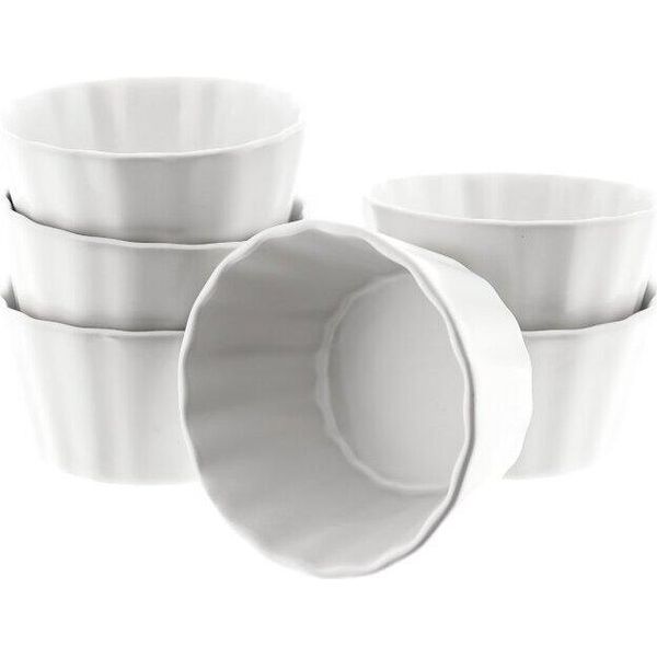 Set Di 6 Ciotole Da Dessert In Porcellana - Design A Onda Bianco-image