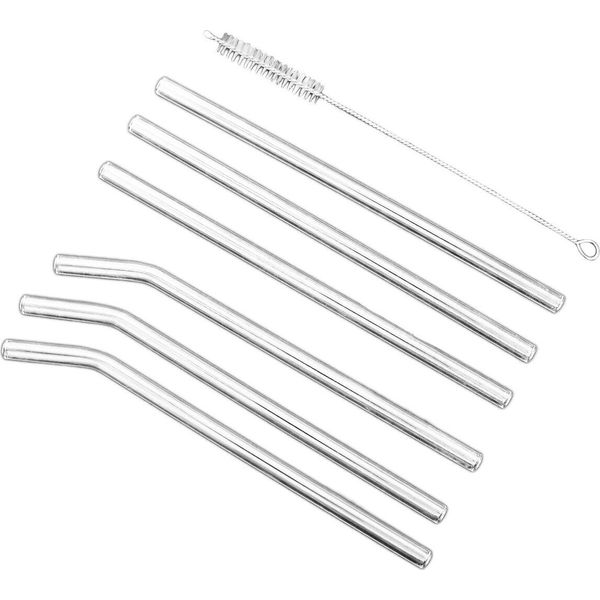 Cannucce In Vetro Con Spazzola Per La Pulizia, Set Di 6 Cannucce Da 20 Cm-image