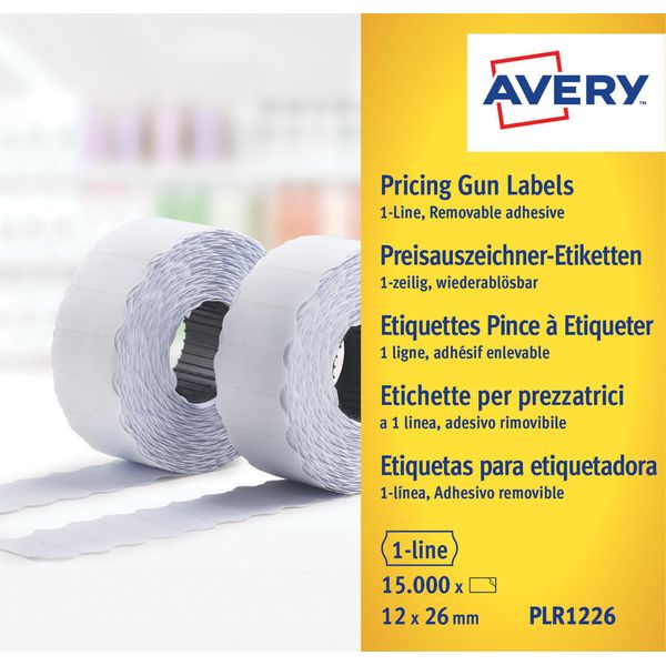 Avery Zweckform - Carta - Adesivo Rimovibile - Bianco - 12 X 26 Mm 15000 Etichette (10 Rotoli X 1500) Etichette Prezzo-image