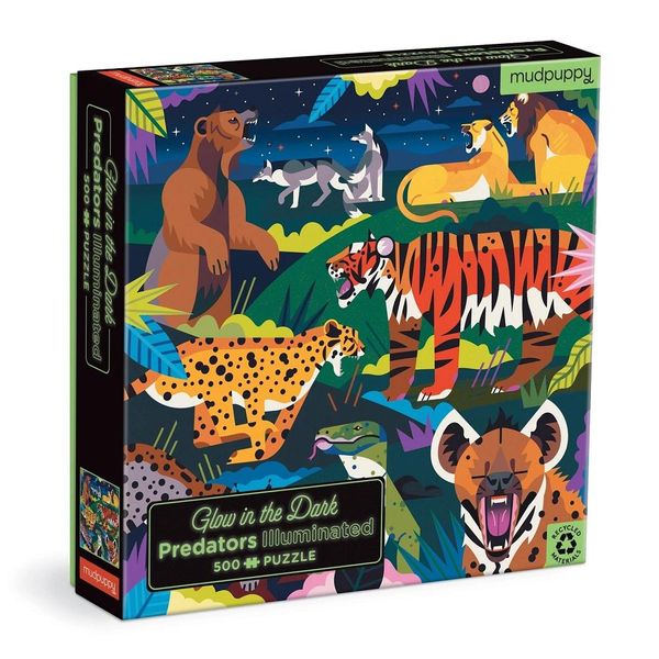 Mudpuppy Puzzle Predators - Luminoso Al Buio 500 Pezzi-image