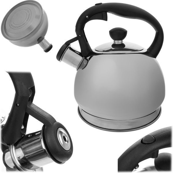 Bollitore Kadax Da 1,8 L, Bollitore In Acciaio Inox Per Induzione, Bollitore A Flauto, Bollitore Fischiante, Bollitore Per Fornelli A Gas, Fornelli Elettrici E Fornelli A Induzione, Argento-image