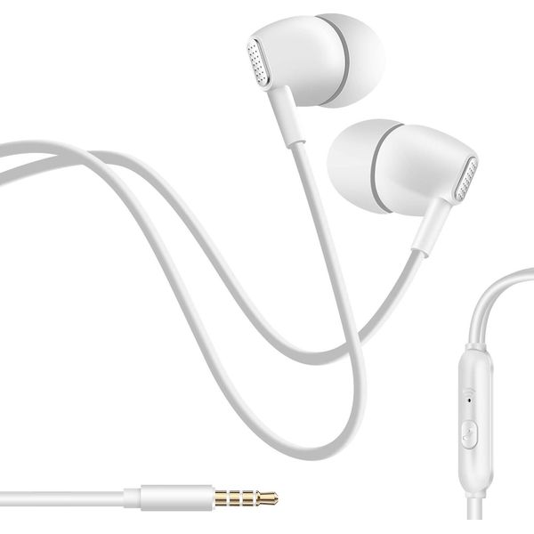 Inkax, Cuffie Cablate Con Jack Da 3,5 Mm E Microfono Integrato, Bianco-image
