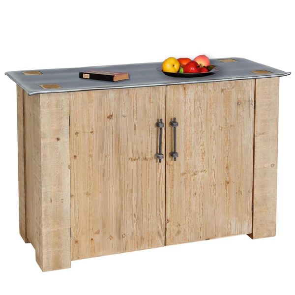 Sideboard MCW-L76, Kommode Schrank, Industrial Massiv-Holz Mvg-Zertifiziert 80X120X48Cm, Natur Mit Metall-Optik-image