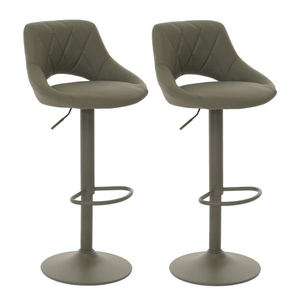 2Er-Set Barhocker MCW-N64, Barstuhl Tresenhocker, FußAblage Drehbar, Kunstleder Metall ~ GrüN-image
