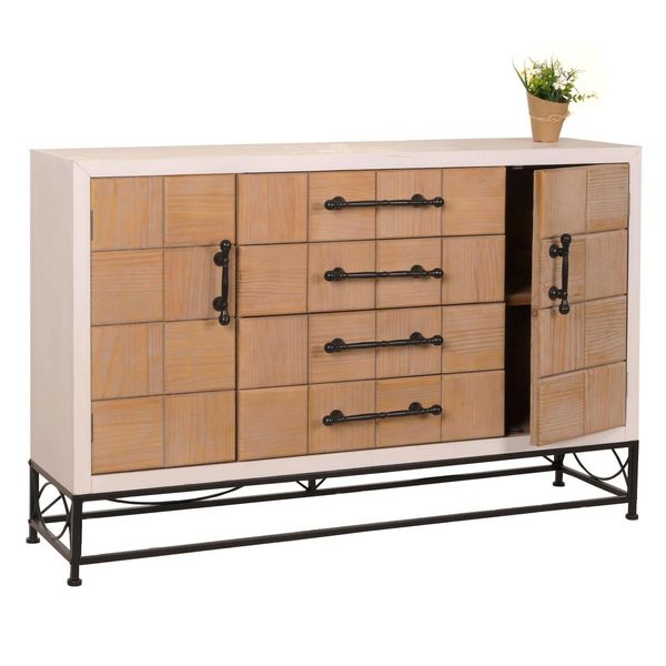 Kommode MCW-N30, Schrank Sideboard Highboard Mit TüRen Und Schublade, Massiv-Holz Mdf, 92X140X42Cm-image