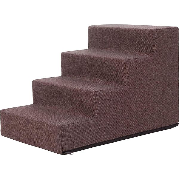 Pillowprim Scale Per Animali Ausilio Per L'ingresso Piccoli Gradini Per Cani Rampa Per Gatti 4 Gradini Grande Marrone Altezza 40 Cm-image