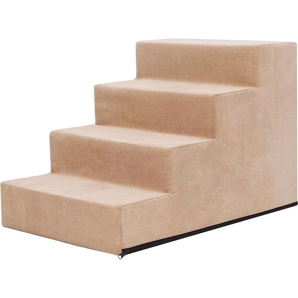 Pillowprim Scale Per Animali Ausilio All'ingresso Piccoli Gradini Per Cani Rampa Per Gatti 4 Gradini Grandi Beige Altezza 40 Cm-image
