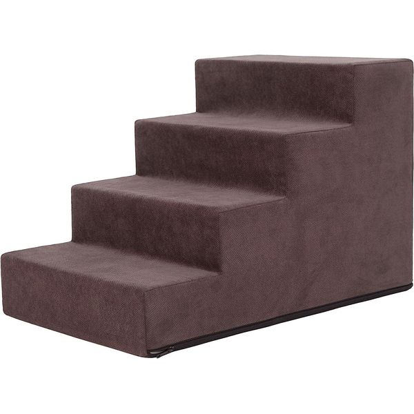 Pillowprim Scale Per Animali Ausilio Per L'ingresso Piccoli Gradini Per Cani Rampa Per Gatti 4 Gradini Grande Marrone Altezza 40 Cm-image