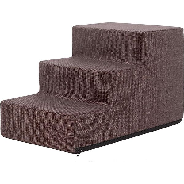 Pillowprim Gradini Per Animali Ausilio Per L'ingresso Piccoli Gradini Per Cani Rampa Per Gatti 3 Gradini Piccoli Marrone Altezza 30 Cm-image