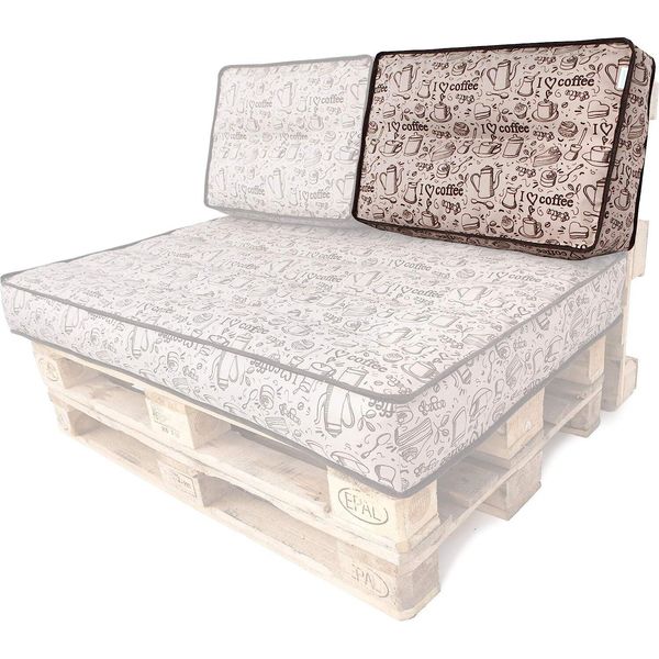 Cuscino Per Pallet Schienale 60X40 Cm Sfoderabile Impermeabile Cuscini Per Pallet Cuscini Da Giardino Cuscini Per Pallet Da Esterno Caffè Beige-image