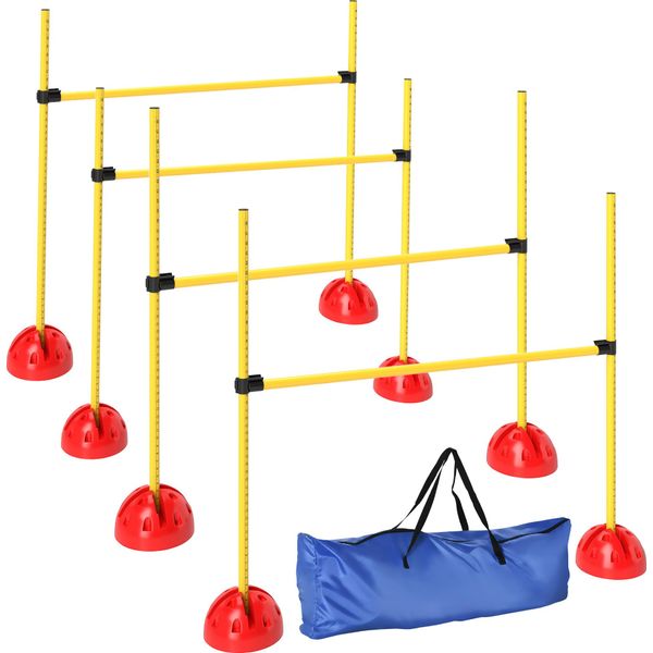 Pawhut Set Agility Cani Set Di Ostacoli Da 4 Pezzi Riempibili Per L'addestramento Dei Cani Con Ostacoli Regolabili In Altezza E Borsa Per L'addestramento-image