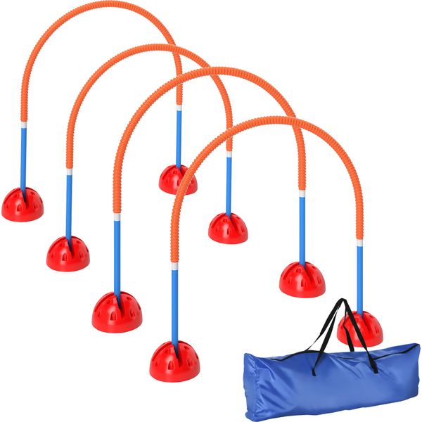 Pawhut Set Agilità Cani 4 Pezzi Riempibili Per L'addestramento Dei Cani Set Di Ostacoli Con Porte Agilità Regolabili Borsa Per Il Trasporto Accessori Per L'addestramento Coordinazione Per L'addestramento Ai Giochi-image