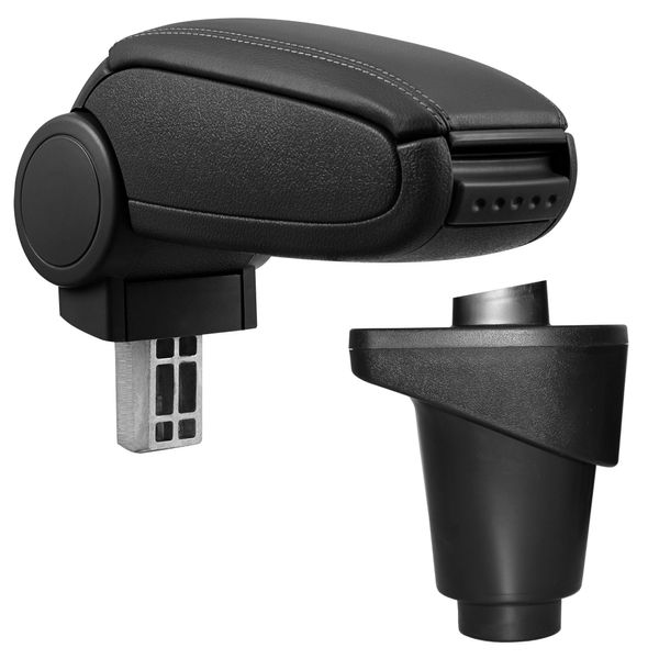 [Bracciolo Centrale, Perfetto Per La Fiat 500L Dal 2012 - Rivestito In Pelle Artificiale Nera-image