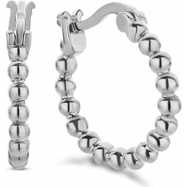 New Bling 9NB-0661 - Orecchini In Argento - Donna - Perline - 15 X 2 Mm - Cerniera - Rodio - Argento-image