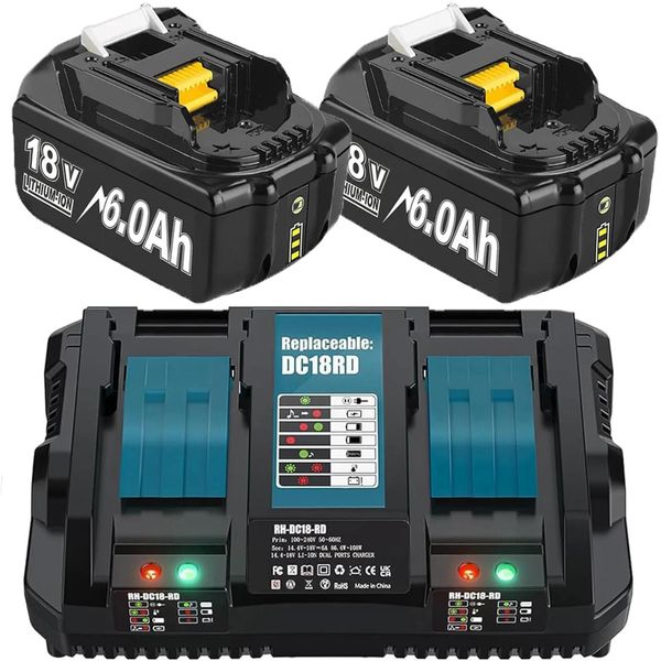 Batteria Di Ricambio, 18V, Capacità 6000Mah, 2 Batterie 1 Caricatore-image