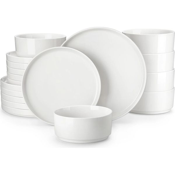 Set Di Stoviglie Malacasa, Elegante Ceramica, Opzioni 12-36 Pezzi, Bianco, 24 Pezzi-image
