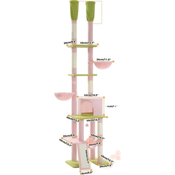 Albero Per Gatti, Altezza Regolabile 216 Cm - 285 Cm, Cinque Livelli Di Gioco, AMT0221PK, L-image